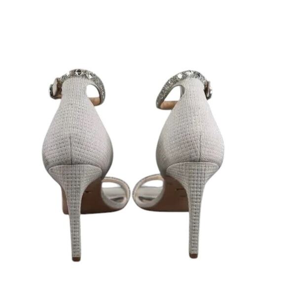 Badgley Mischka Shoes Womens 8.5 Sandal Pumps Ankle Strap Formal Rhinestone Grey - Picture 7 of 16